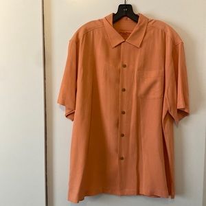 Tommy Bahama men’s silk shirt, size L. Orange/coral color.